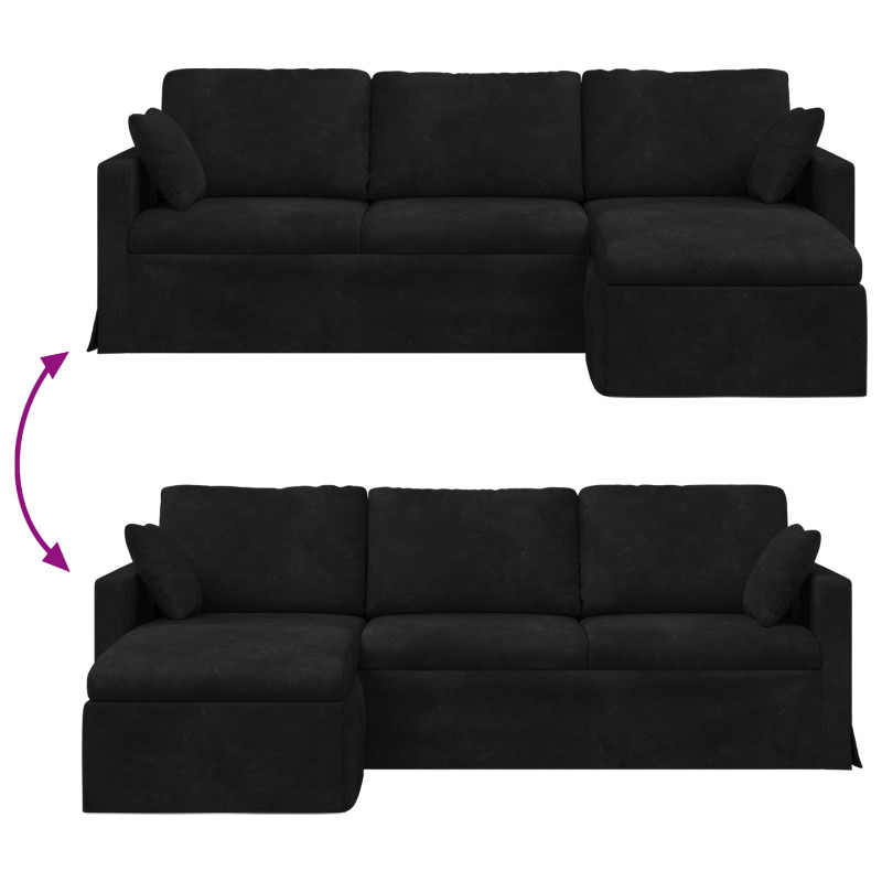 Sofa Czarny 198 x 134 x 80 cm Aksamit