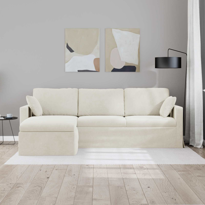 Sofa Kremowy 198 x 134 x 80 cm Aksamit