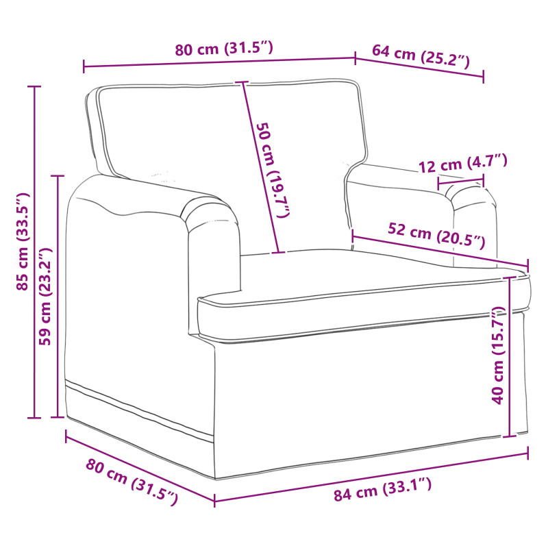 Sofa Kremowy 84 x 80 x 85 cm tkanina