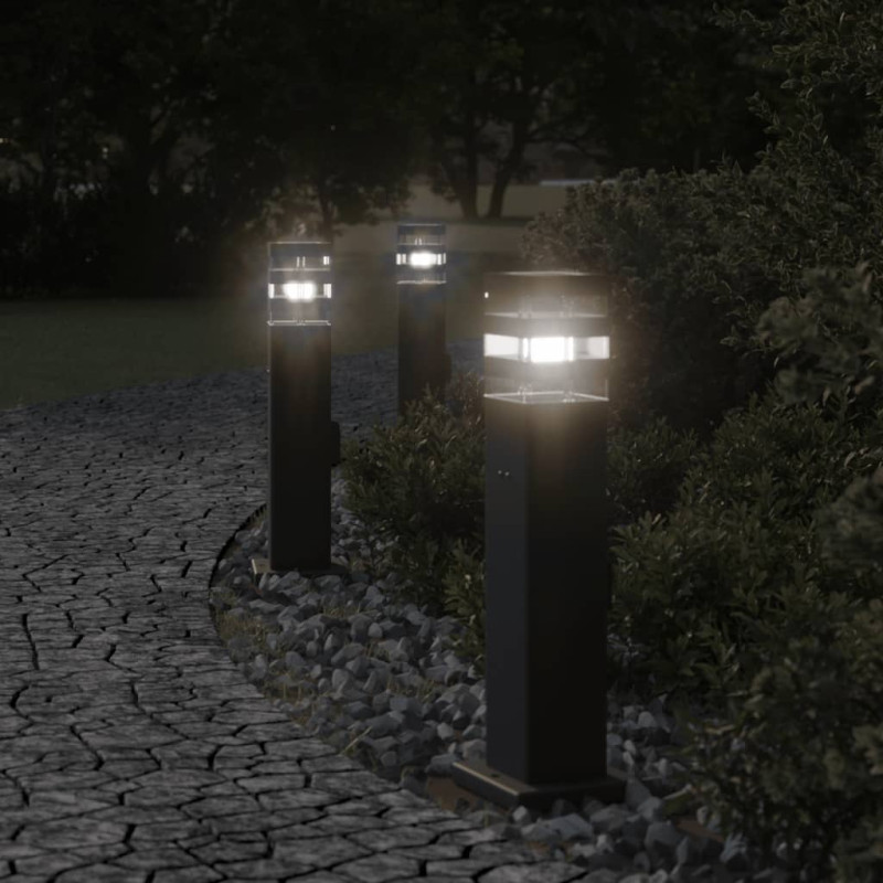 Zewnętrzne lampy stojące, z gniazdkami, 3 szt., czarne, 50 cm