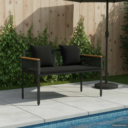 Ławka ogrodowa z poduszką Czarny 117 x 54 x 74.5 cm polirattan