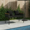 Ławka ogrodowa z poduszką Czarny 117 x 54 x 74.5 cm polirattan