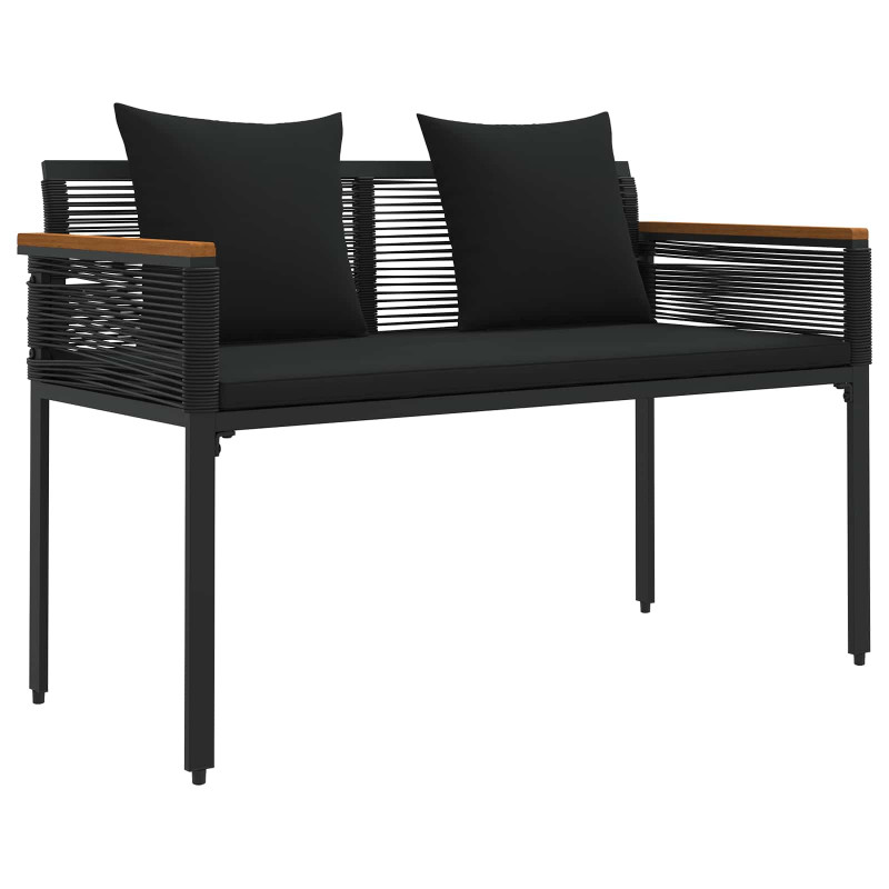 Ławka ogrodowa z poduszką Czarny 117 x 54 x 74.5 cm polirattan