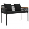 Ławka ogrodowa z poduszką Czarny 117 x 54 x 74.5 cm polirattan
