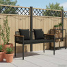 Ławka ogrodowa z poduszką Czarny 117 x 54 x 74.5 cm polirattan