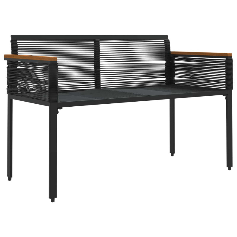 Ławka ogrodowa z poduszką Czarny 117 x 54 x 74.5 cm polirattan