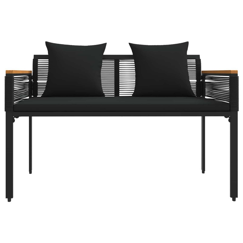 Ławka ogrodowa z poduszką Czarny 117 x 54 x 74.5 cm polirattan