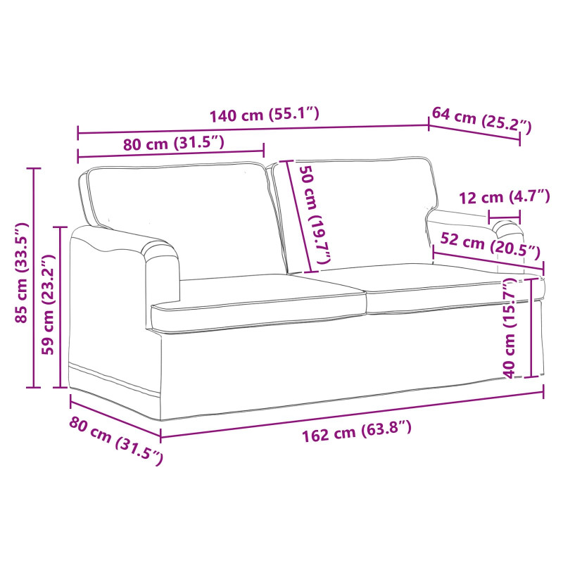Sofa Jasnoszary 142 x 80 x 85 cm tkanina