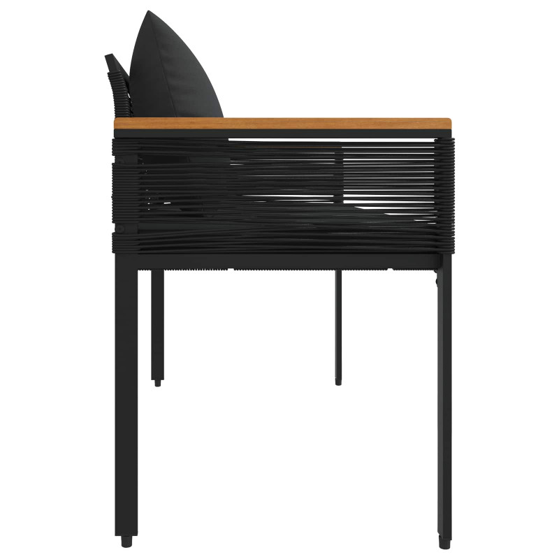 Ławka ogrodowa z poduszką Czarny 117 x 54 x 74.5 cm polirattan