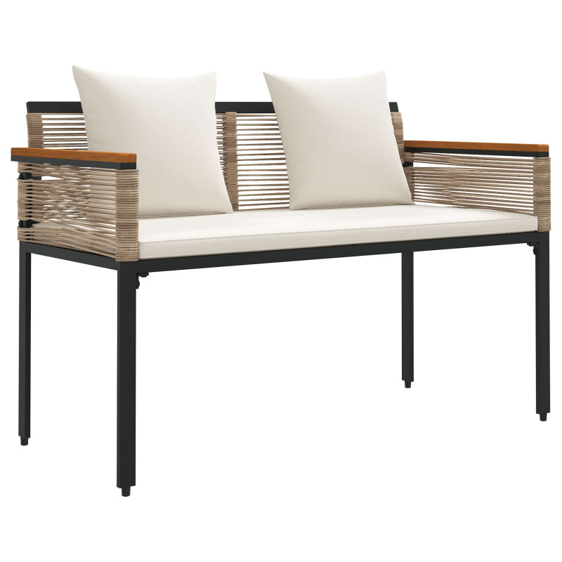 Ławka ogrodowa Beżowy i kremowy 117 x 54 x 74.5 cm polirattan