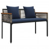 Ławka ogrodowa Szary i granatowy 117 x 54 x 74.5 cm polirattan
