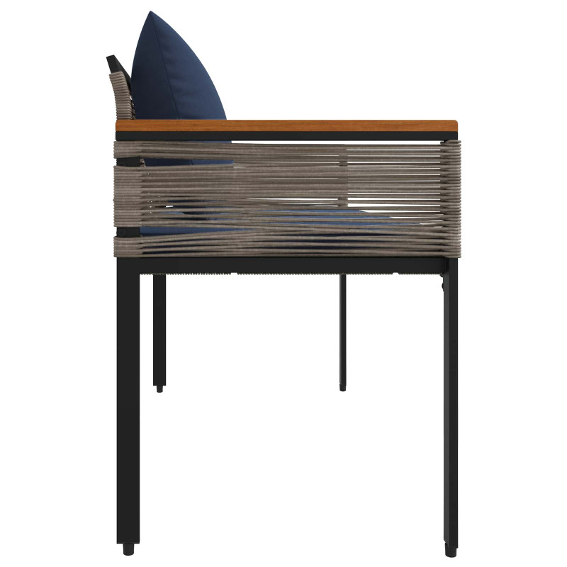 Ławka ogrodowa Szary i granatowy 117 x 54 x 74.5 cm polirattan