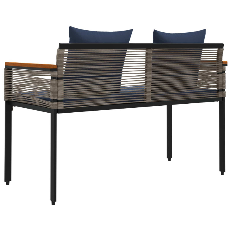 Ławka ogrodowa Szary i granatowy 117 x 54 x 74.5 cm polirattan