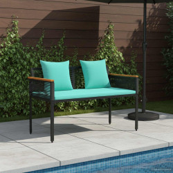 Ławka ogrodowa Czarny i Turkusowy 117 x 54 x 74.5 cm polirattan