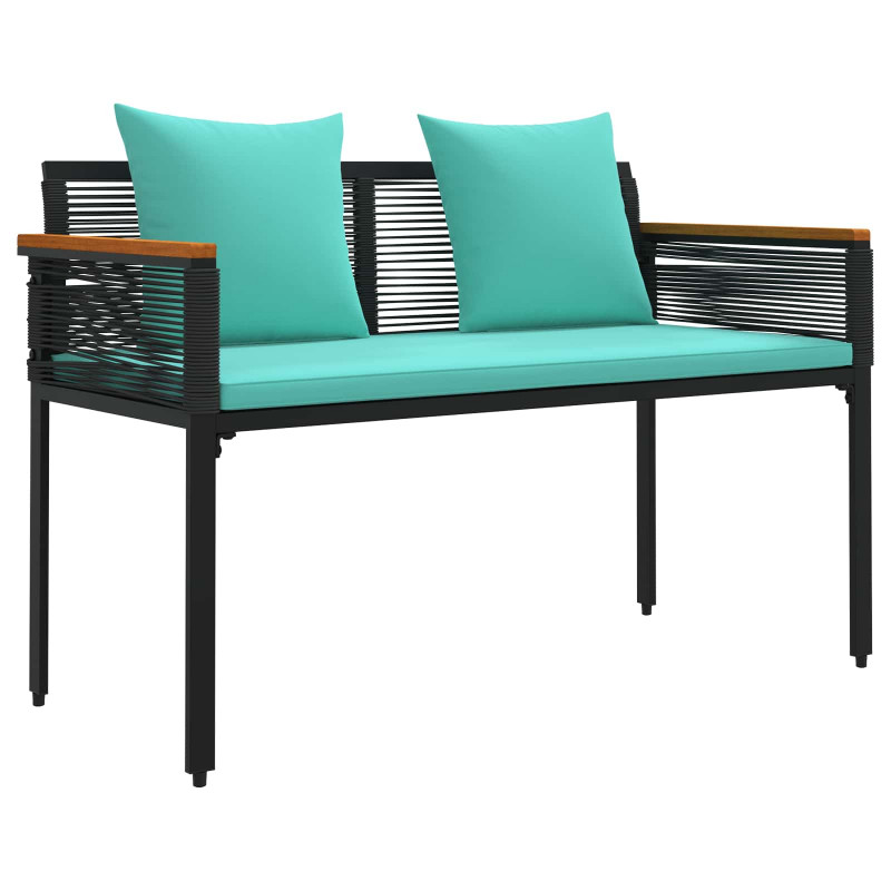 Ławka ogrodowa Czarny i Turkusowy 117 x 54 x 74.5 cm polirattan