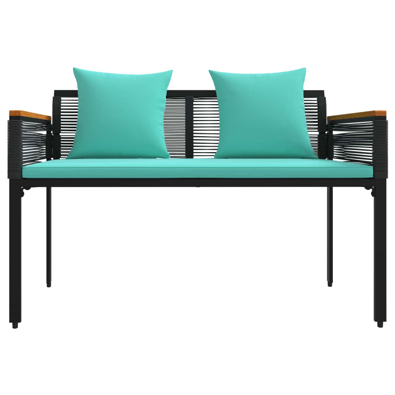 Ławka ogrodowa Czarny i Turkusowy 117 x 54 x 74.5 cm polirattan