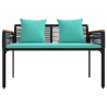 Ławka ogrodowa Czarny i Turkusowy 117 x 54 x 74.5 cm polirattan