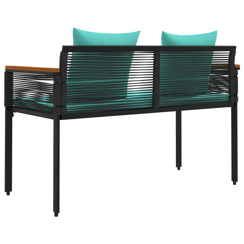 Ławka ogrodowa Czarny i Turkusowy 117 x 54 x 74.5 cm polirattan