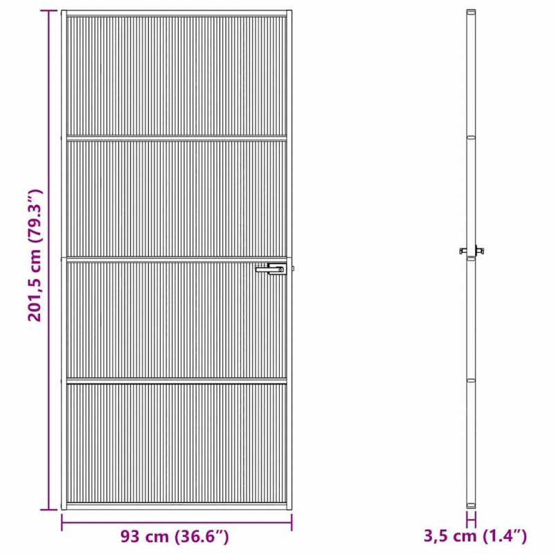 Drzwi domowe 93 x 201,5 x 3,5 cm Aluminium i szkło hartowane