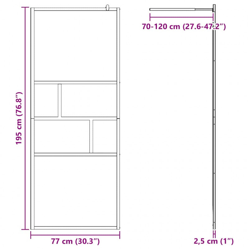Ściana prysznicowa typu walk-in Czarny 80 x 195 x 0.5 cm