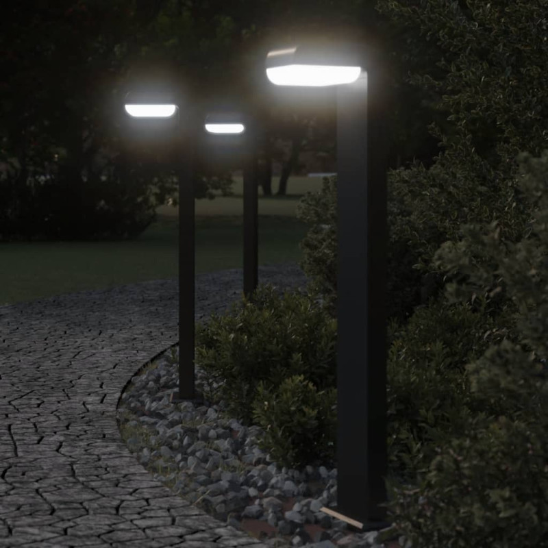 Zewnętrzne lampy stojące, 3 szt., czarne, 80 cm, aluminium