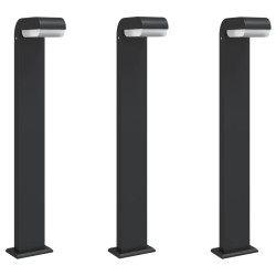 Zewnętrzne lampy stojące, 3 szt., czarne, 80 cm, aluminium