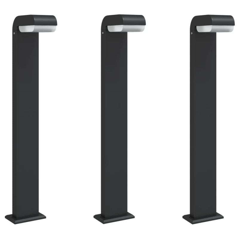 Zewnętrzne lampy stojące, 3 szt., czarne, 80 cm, aluminium