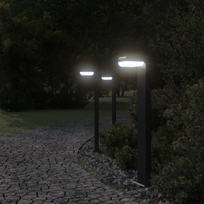 Zewnętrzne lampy stojące, 3 szt., czarne, 80 cm, aluminium