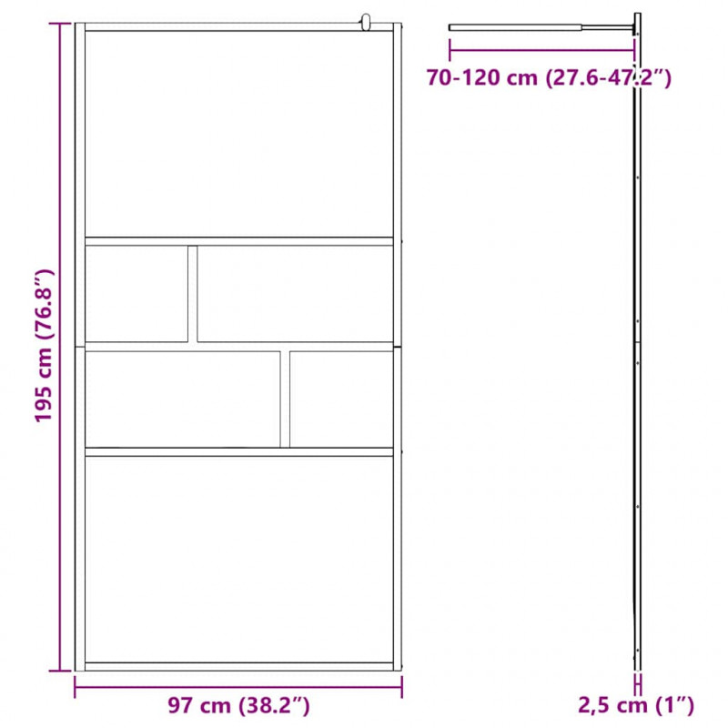 Ściana prysznicowa typu walk-in Czarny 80 x 195 x 0.5 cm