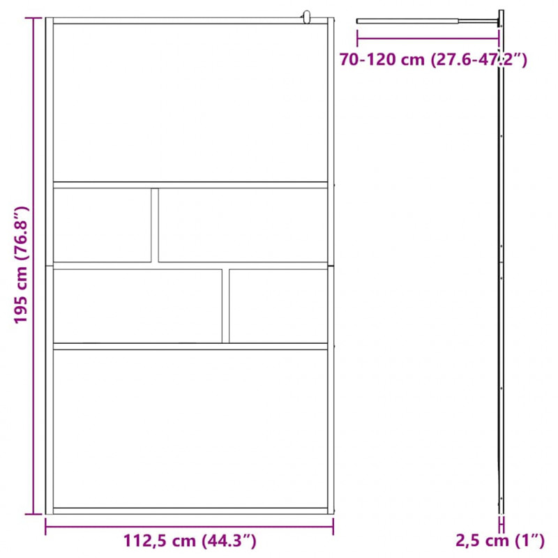 Ściana prysznicowa typu walk-in Czarny 80 x 195 x 0.5 cm