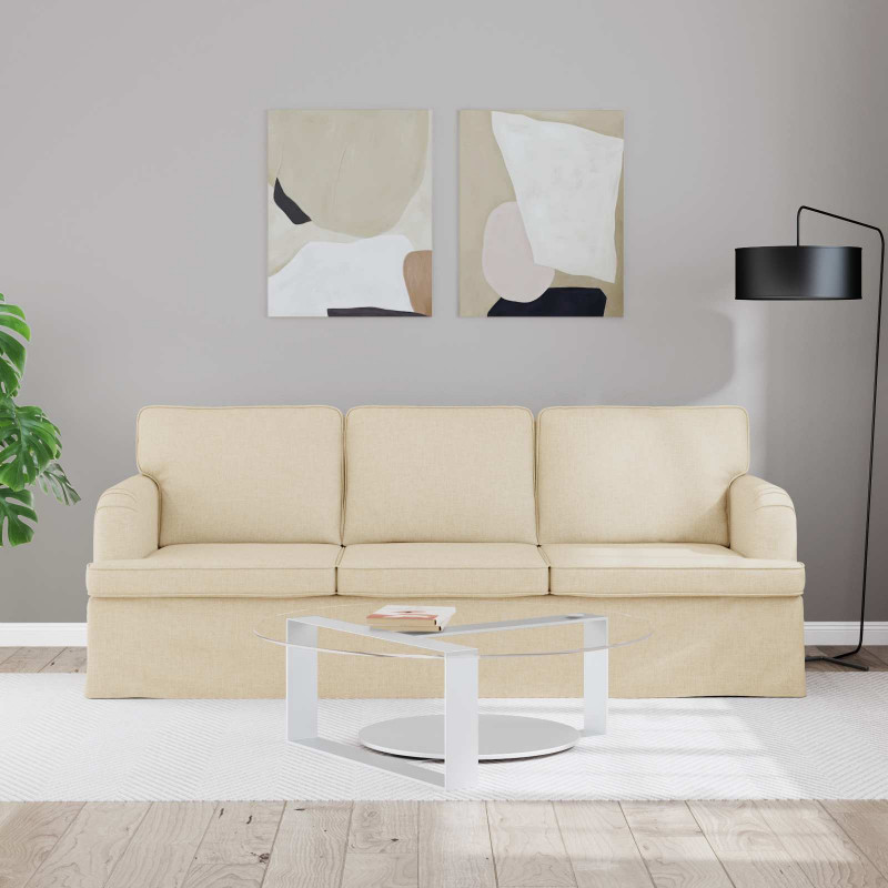 Sofa Kremowy 201 x 80 x 85 cm tkanina