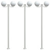Stojące lampy ogrodowe, 3 szt, srebrne, 215 cm, stal nierdzewna