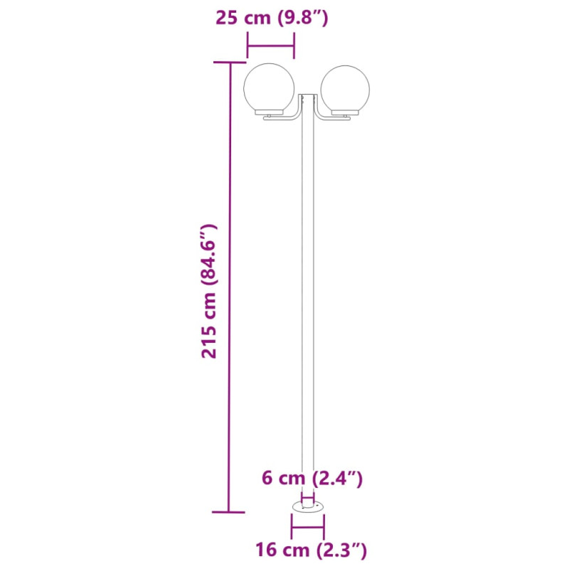 Stojące lampy ogrodowe, 3 szt, srebrne, 215 cm, stal nierdzewna