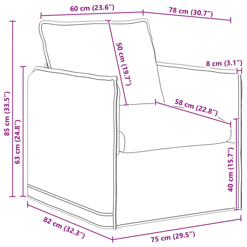 Sofa Jasnoszary 195 x 82 x 85 cm tkanina