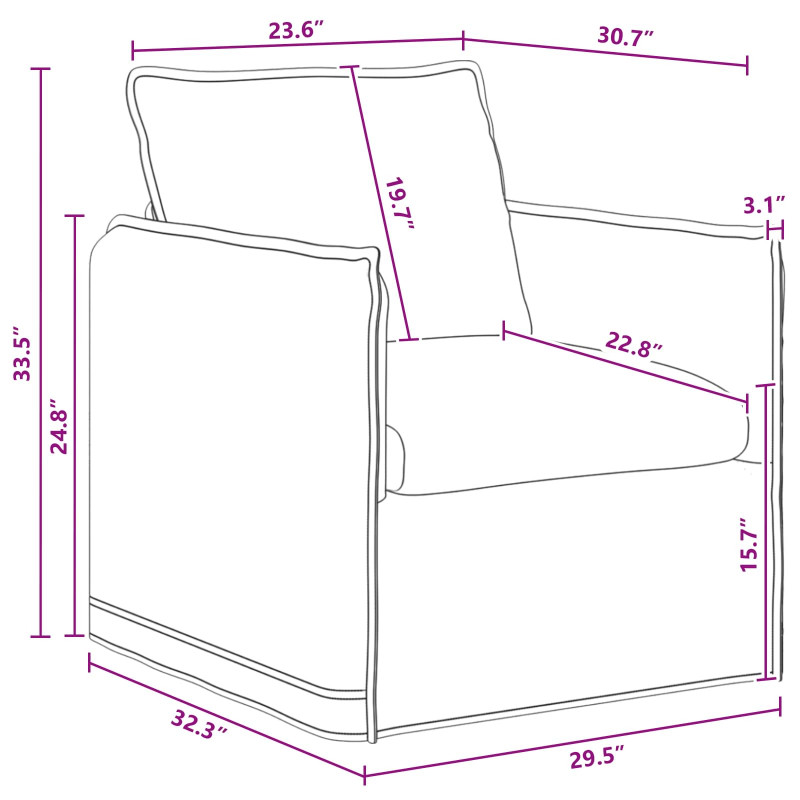 Sofa Ciemnoszary 195 x 82 x 85 cm tkanina