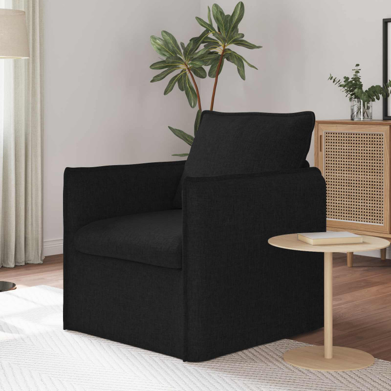 Sofa Czarny 195 x 82 x 85 cm tkanina