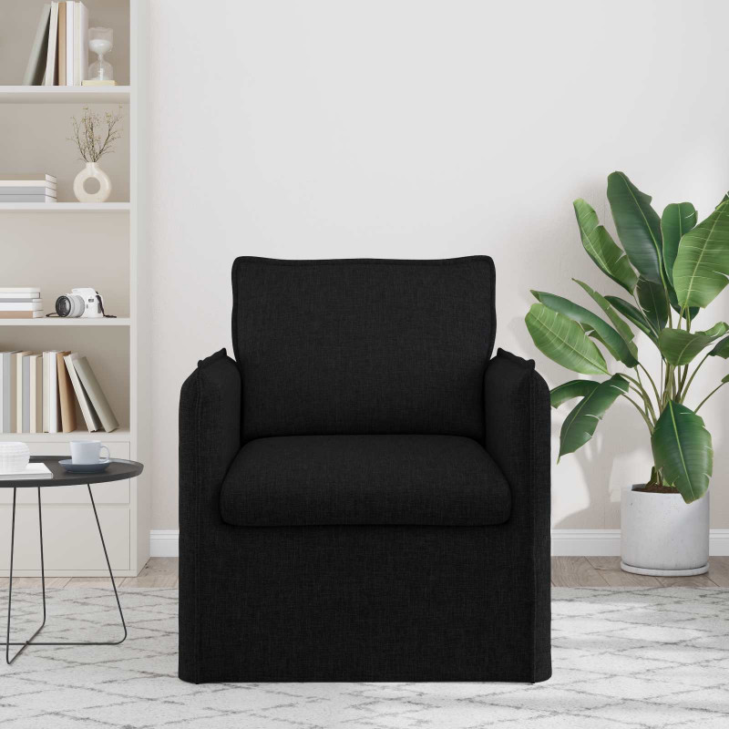 Sofa Czarny 195 x 82 x 85 cm tkanina