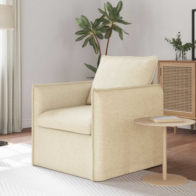Sofa Kremowy 195 x 82 x 85 cm tkanina