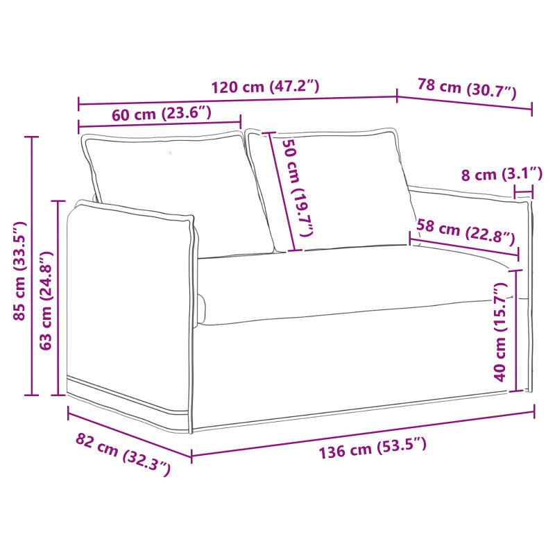 Sofa Czarny 136 x 82 x 85 cm tkanina