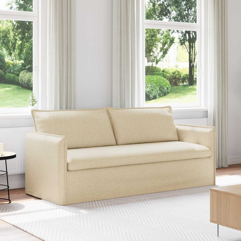 Sofa Kremowy 196 x 82 x 85 cm tkanina