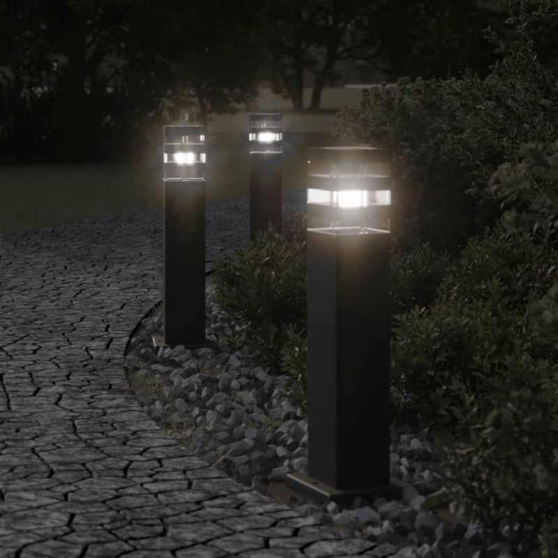 Zewnętrzne lampy stojące, 3 szt., czarne, 50 cm, aluminium