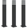 Zewnętrzne lampy stojące, 3 szt., czarne, 80 cm, aluminium