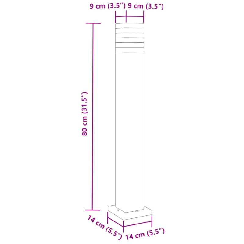 Zewnętrzne lampy stojące, 3 szt., czarne, 80 cm, aluminium