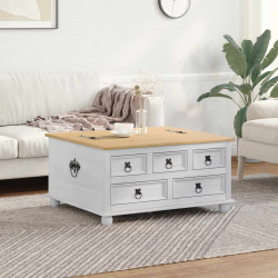 storage box z półką Biały 90 x 78 x 45 cm Lite drewno sosnowe