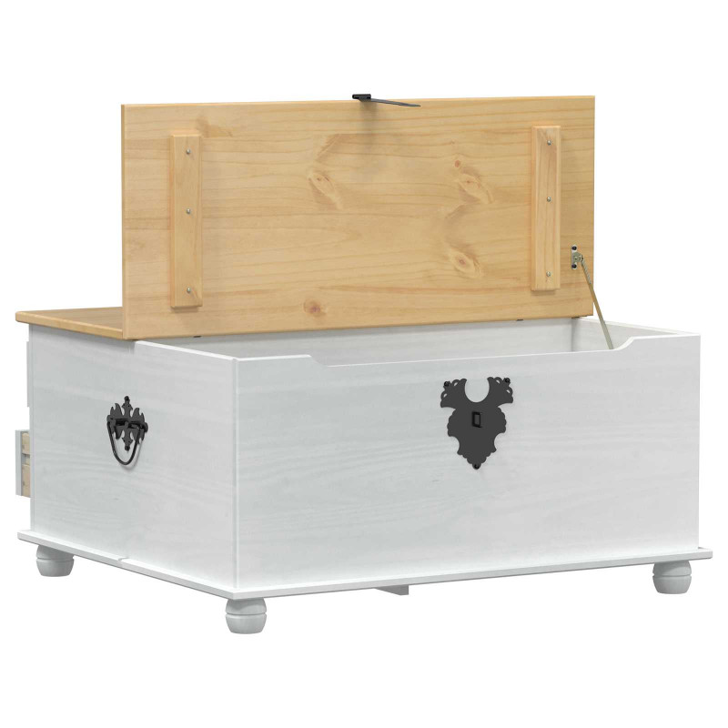 storage box z półką Biały 90 x 78 x 45 cm Lite drewno sosnowe
