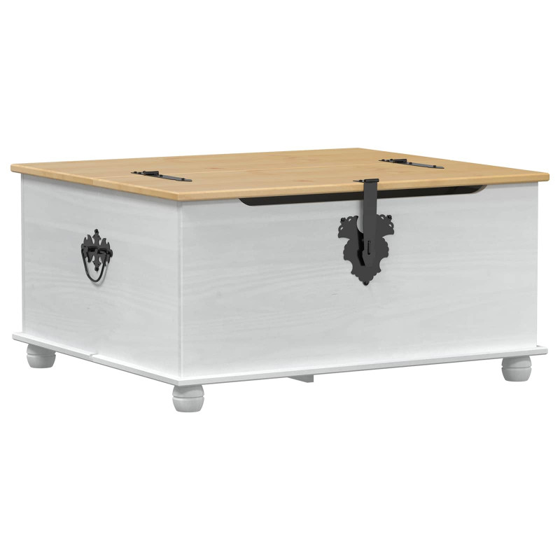 storage box z półką Biały 90 x 78 x 45 cm Lite drewno sosnowe