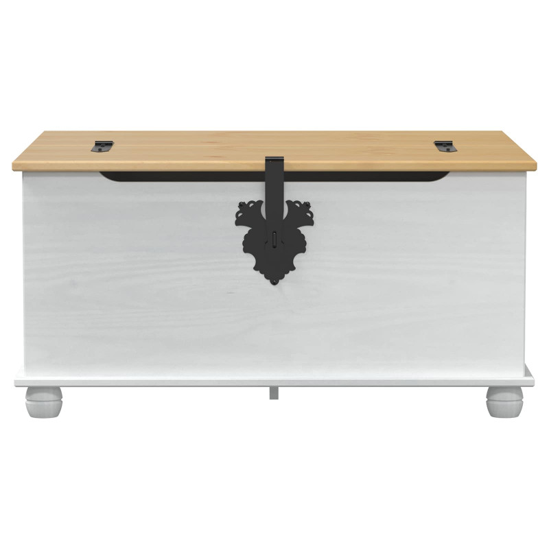 storage box z półką Biały 90 x 78 x 45 cm Lite drewno sosnowe