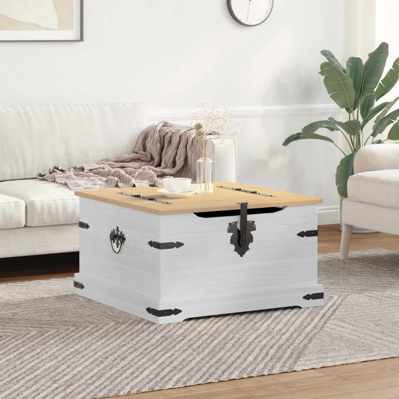 storage box z półką Biały 78 x 78 x 45 cm Lite drewno sosnowe