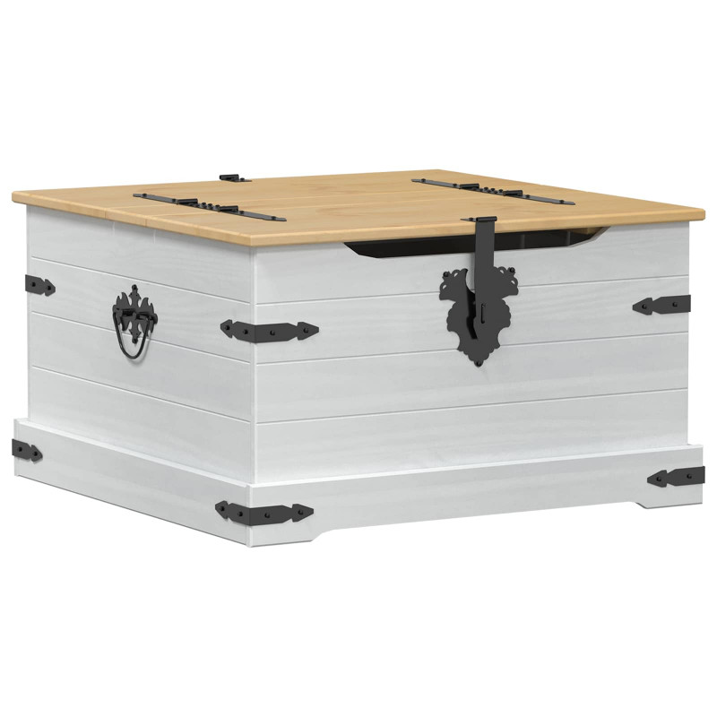 storage box z półką Biały 78 x 78 x 45 cm Lite drewno sosnowe