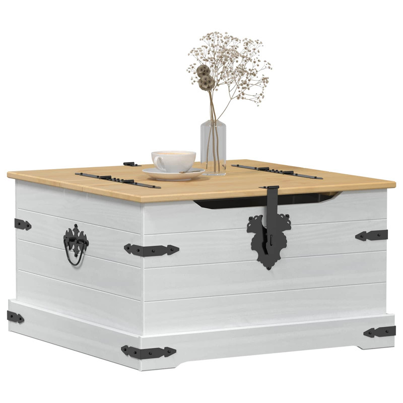 storage box z półką Biały 78 x 78 x 45 cm Lite drewno sosnowe